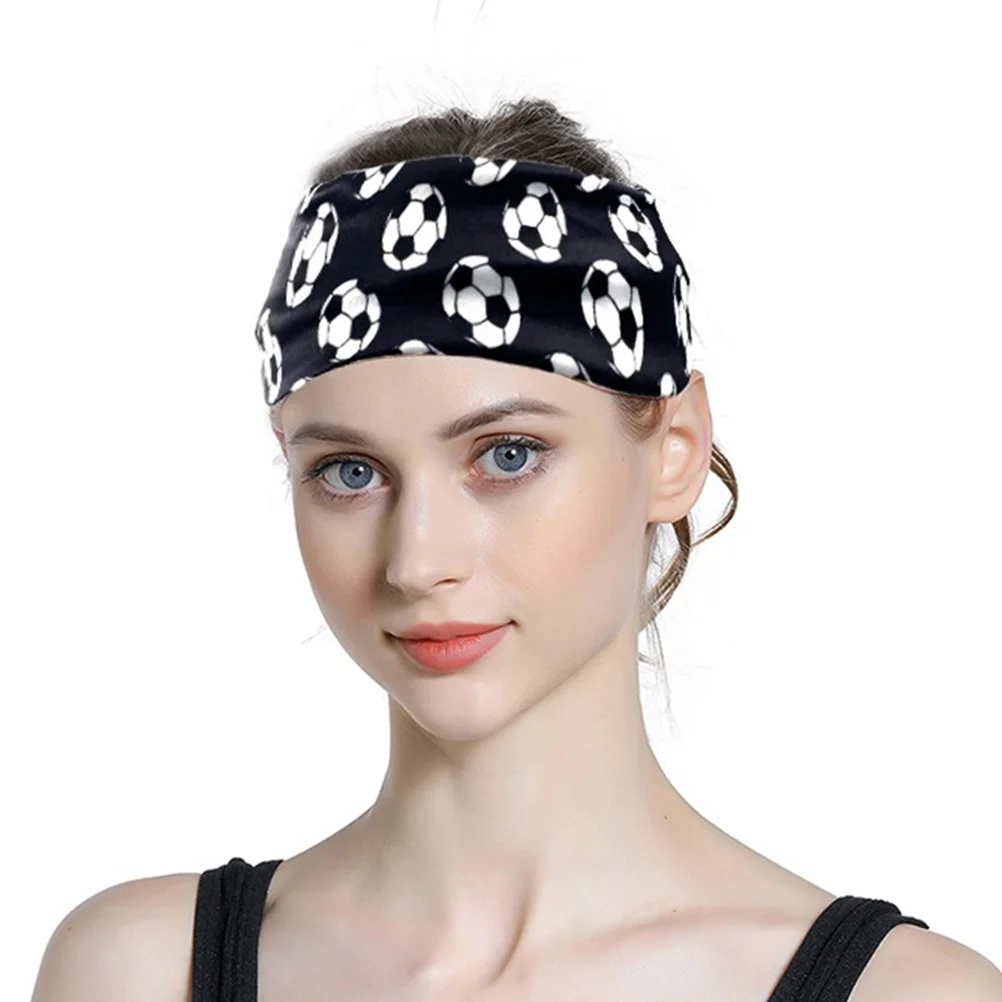

2 Pcs Football Pattern Headband 9% Spandex Sweat Band for Sports Lightweight Elastic Hairbands Portable Comfortable Soccer