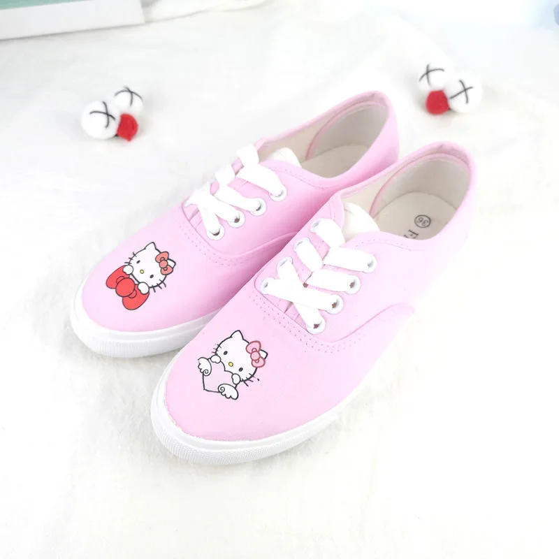 Sanrio Hello Kitty Pink Preppy Style studente scarpe di tela donna Kpop Lolita scarpe rosa Low Top Lazy Shoes primavera autunno 2024 nuovo