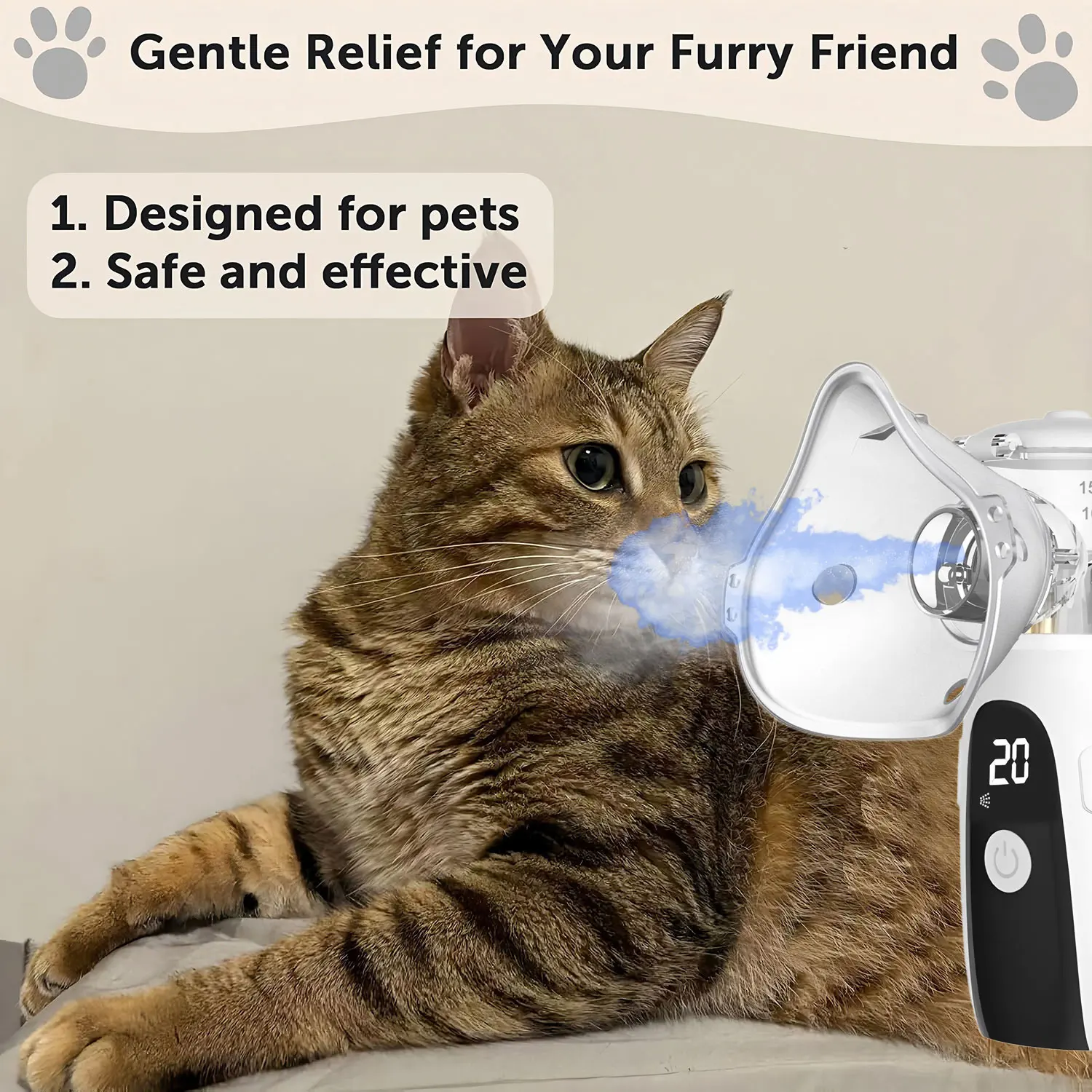 Tragbarer Haustier-Vernebler, geräuscharmes Inhalationsgerät für Katzen und Hunde, Atemwegspflege, Gesundheitsbedarf für Haustiere zu Hause – Detail 4