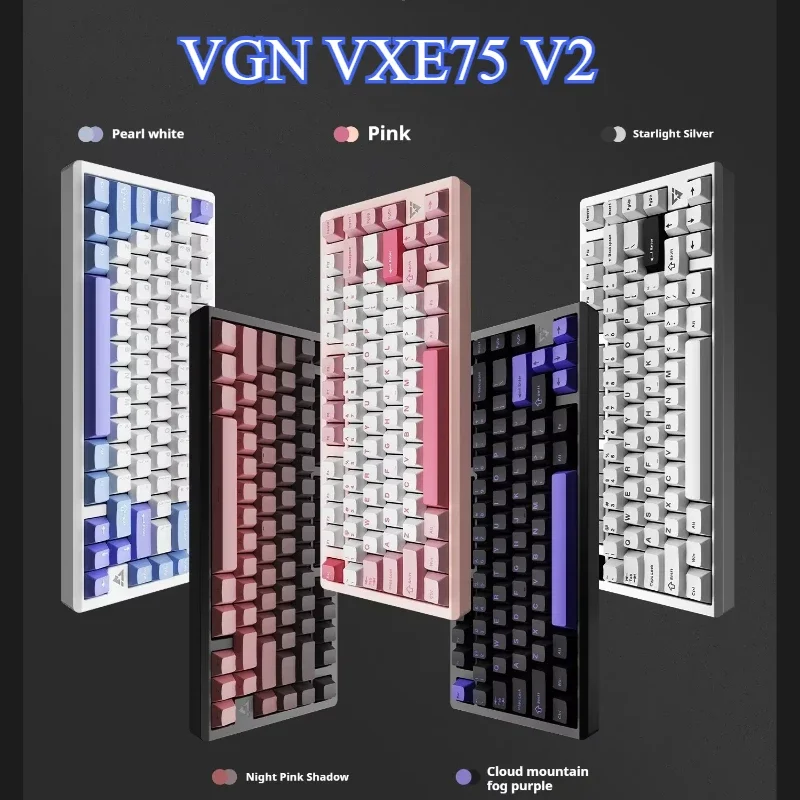 

VGN Vxe75 V2 Cnc Aluminum Pile Wireless Bluetooth Mechanical Keyboard Customization Gasket Hot Swap PC Accessories Gamer Gift