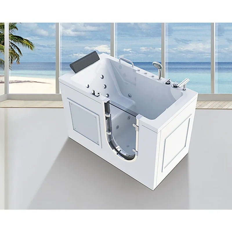 

Freestanding Walk-In Whirlpool Bathtub with Air & Water Massage – Soaking Tub with Door for Easy AccessGoods in stock