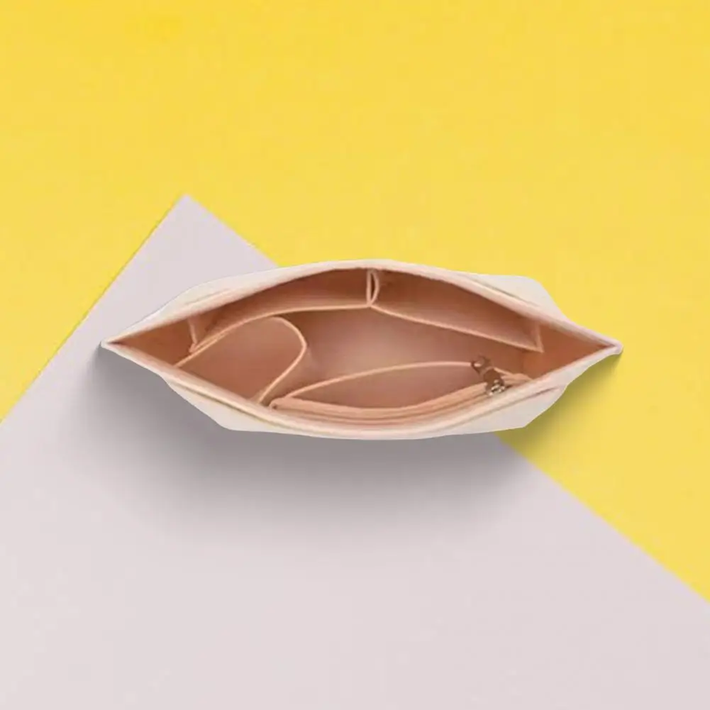 Multi-pocket Felt Organizer Champ Tote Felt Bag Insert with Multi-pocket Design Zipper Cup Pockets Cosmetic Bag for Shoulder