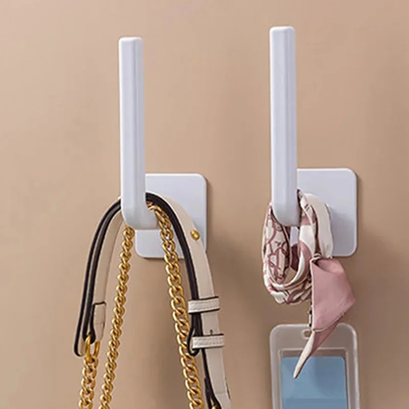 2/4pcs L-Shaped Hooks Non-Punching Plastic Behind The Door Hooks Adhesive Multifunctional Hanging Racks Bathroom Storage Tool