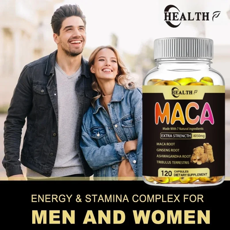 HEALTH Maca Supplement - with Ginseng Ashwagandha Tribulus Terrestris 8050mg - Muscle Mass, Endurance and Vitality