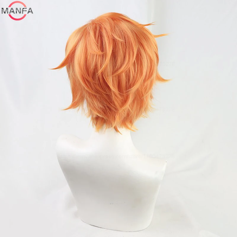 Anime Vivid BAD SQUAD Shinonome Akito Cosplay Wig Short Orange Wigs Heat Resistant Synthetic Hair Halloween Unisex Wig + Wig Cap image 5