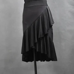 New Irregular Latin Dance Skirt Women Adult Slim Fit Modern Dance Pleated Skirt