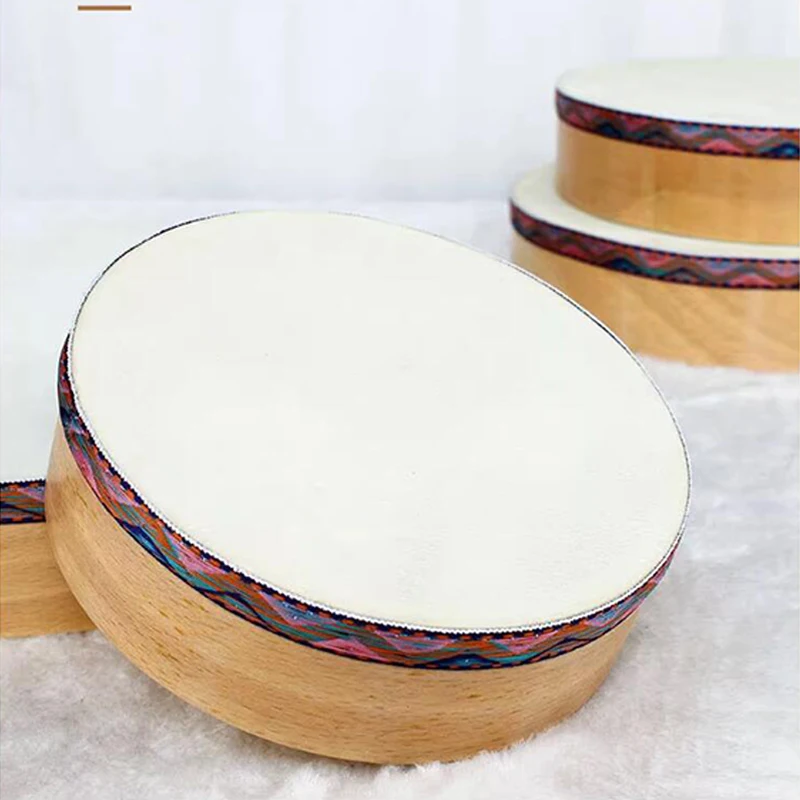 6/7/8/10 Inch Wooden Hand Drum Wood Frame Drum for Children Music Game Convenient Portable Musical Instrument Kid Percussion Toy