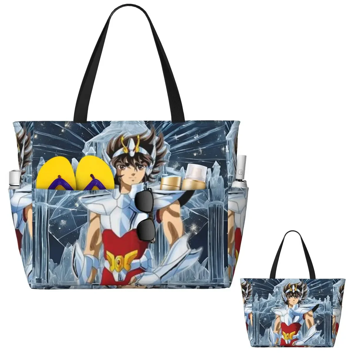 Anime Knights Of The Zodiac Seiya Beach Tote Bag Sport Gym Yoga Duffle Large Tote Bag Women Travel Bag Fitness bag