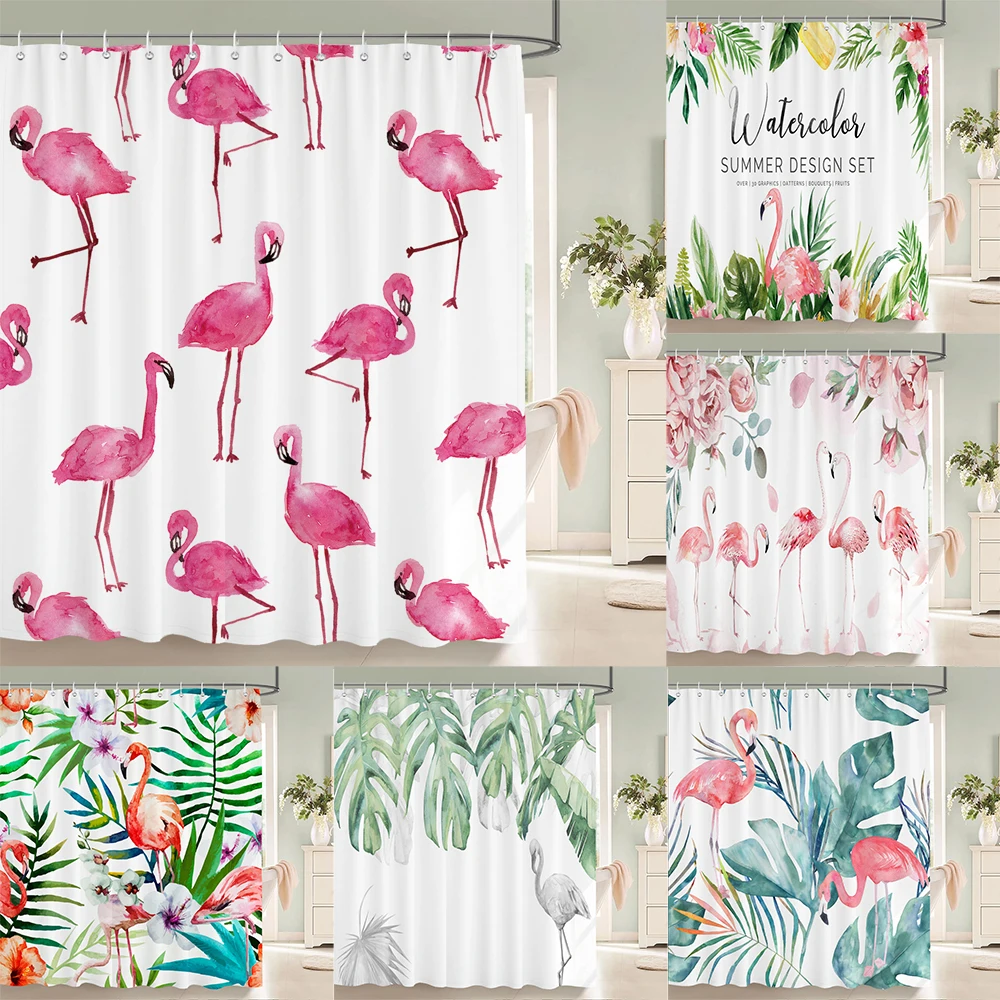 3D Printed Shower Curtain Flamingo Pattern Polyester Fabric Bath Curtain for Bathroom Curtain Decoration Shower Curtains