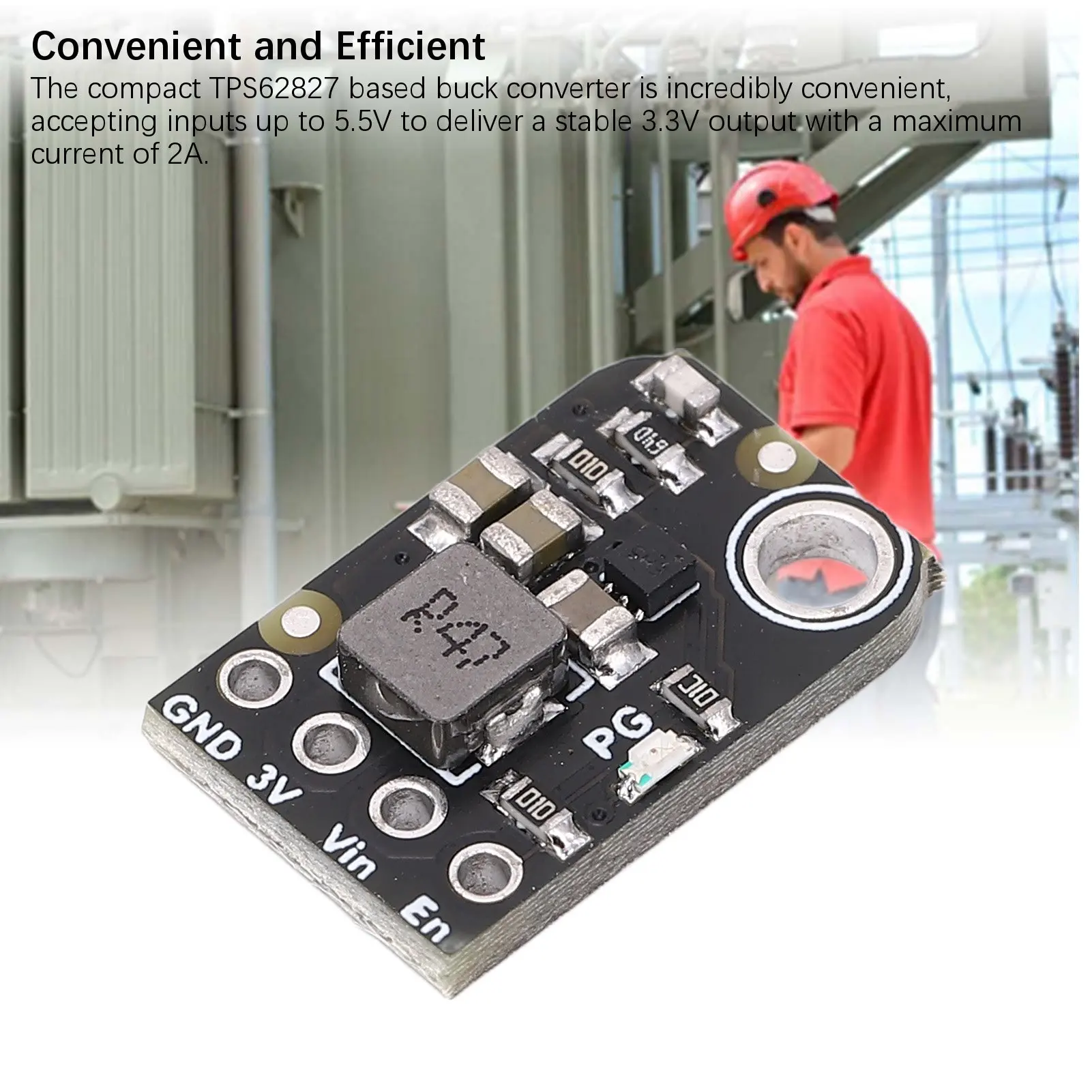 TPS62827 Buck Converter Breakout 2.2 MHz 5.5V Input 3.3V 2A Output Buck Module with Pin Header