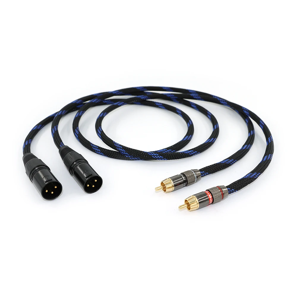 محول XLR-RCA من فئة البث - مطلي بالذهب المزدوج مع درع EMI ثلاثي (مزامنة الصوت الاحترافية) ​