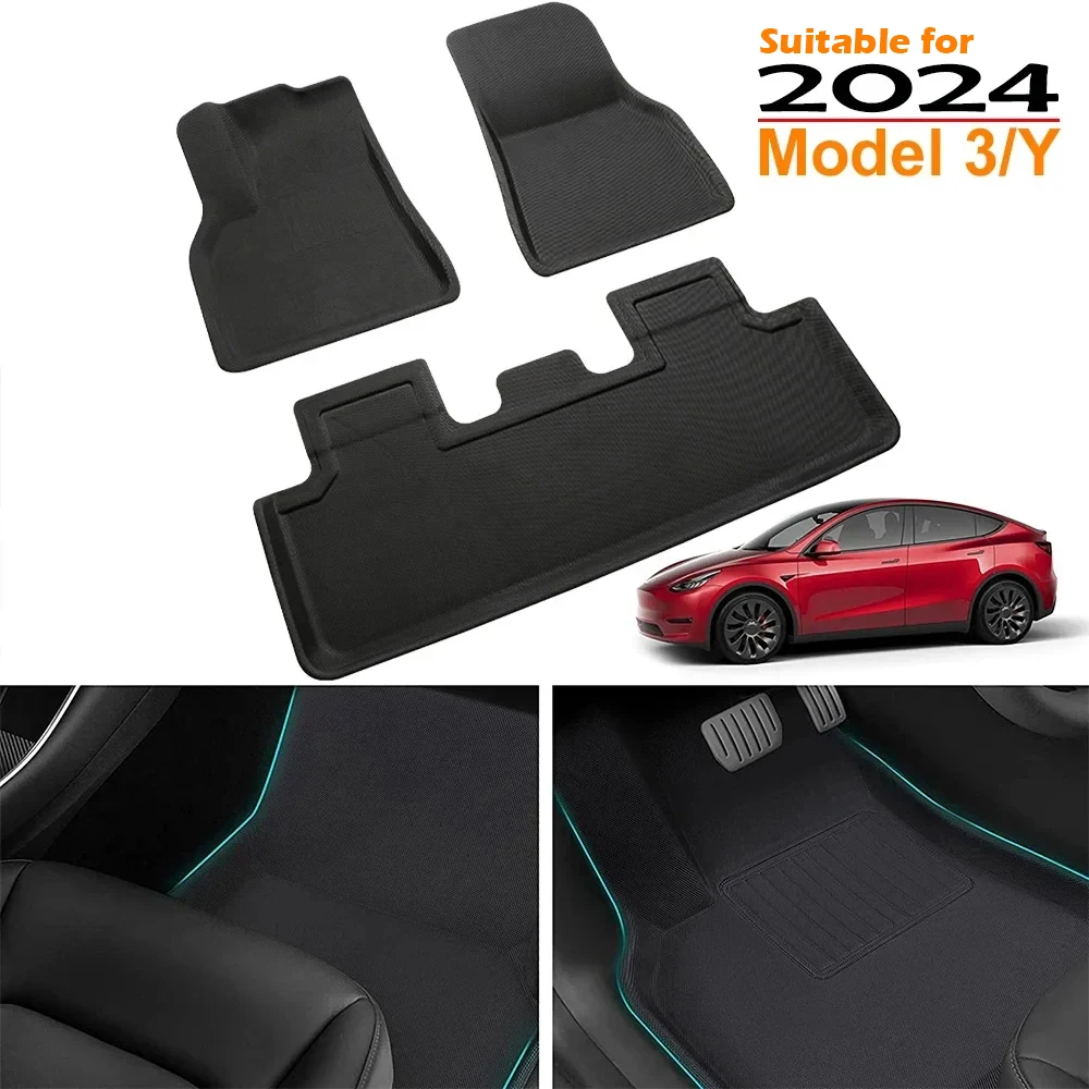 2024 3D Left Right Hand Driving All-Weather Floor Mats Trunk Mat Car Floor Liners For Tesla Model 3 Model Y 2019 - 2024