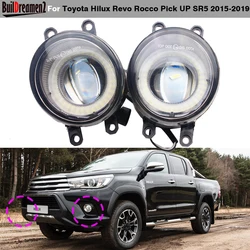 2 Pieces Car Angel Eye LED Fog Light DRL Daytime Running Lamp For Toyota Hilux Revo Rocco Pick UP SR5 2015 2016 2017 2018 2019