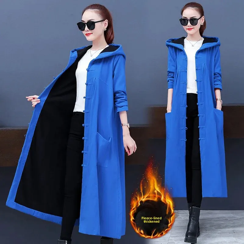 Žhavý výprodej sezóny Dámská zesílená fleecová podšívka Dlouhý retro etnický styl Kabát Bunda Svrchní oblečení Podzim Zima Teplá Velká Velikost - náhled 3