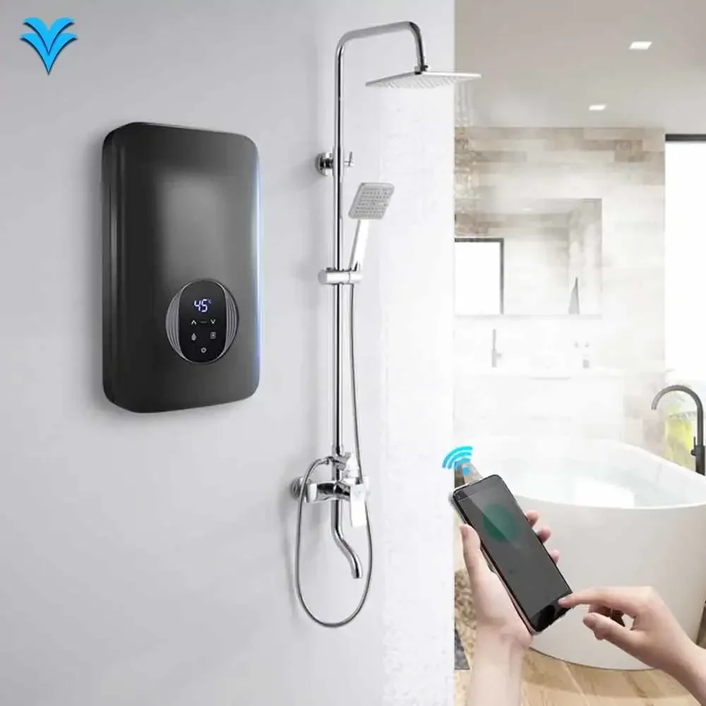 5500W 220V Bathroom Car RV Commercial Wifi Smart Water Heater Instant Electric Tankless Hot Water Heater Geyser Shower Heater