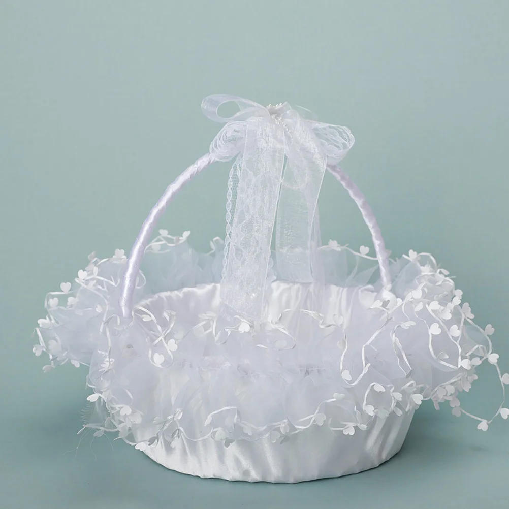 

Wedding Flower Basket Decorative Holder C ies Gifts Lace Fabric Romantic Style Storage Container Multi purpose Basket