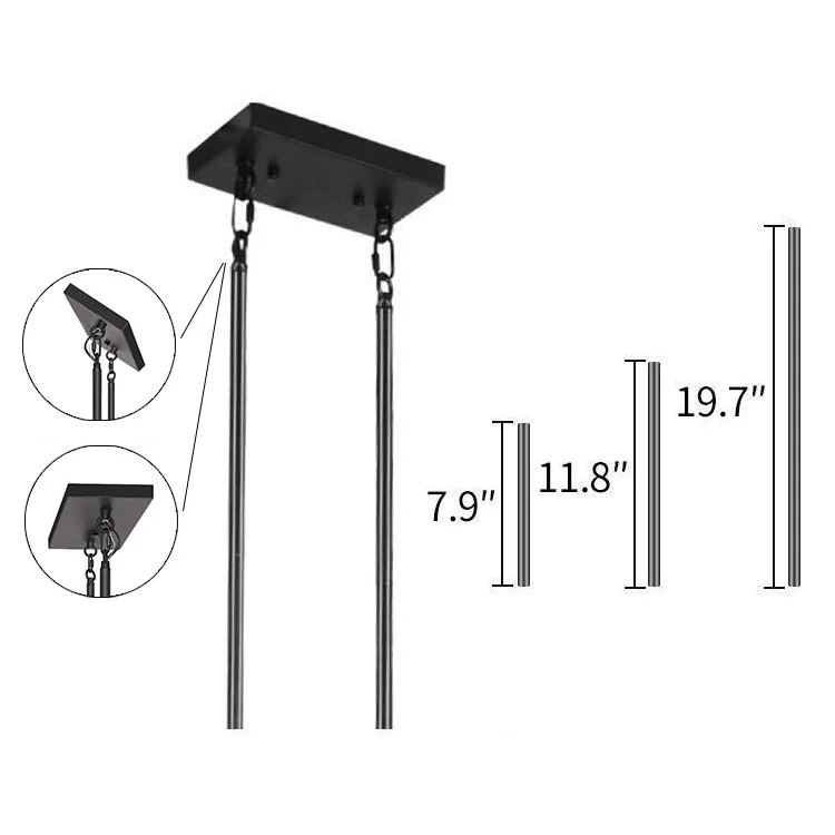 Farmhouse Chandeliers for Dining Room, 5-Light Rustic Kitchen Island Lighting, Adjustable Height Pendant Light Oak (No Bulbs)