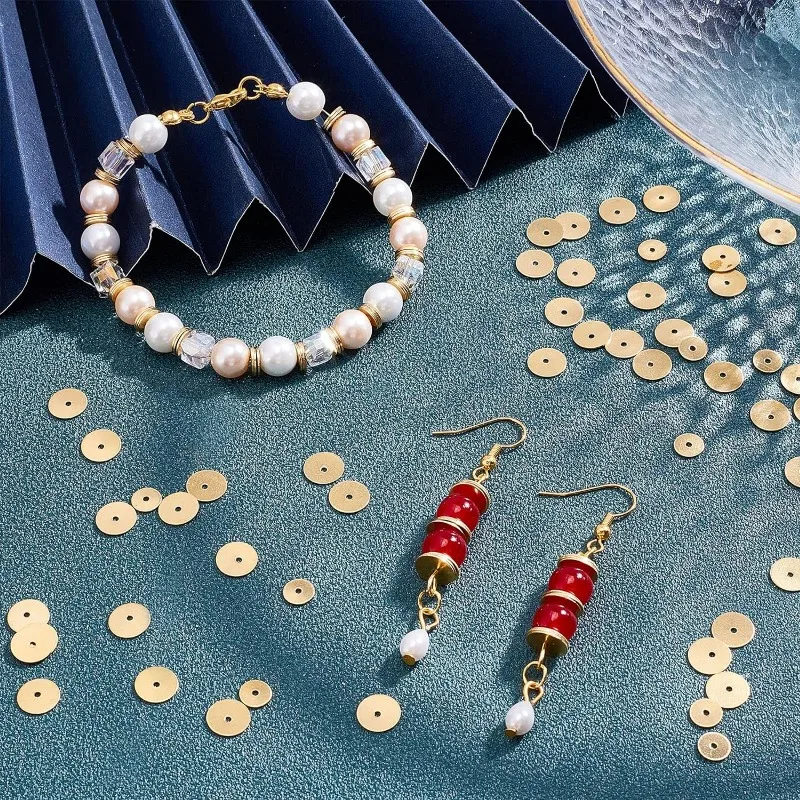 1 Box 200Pcs Gold Heishi Beads Golden Flat Disc Beads 6mm 8mm Real 18K Gold Plated Brass Round Spacer Beads for Jewelry Making