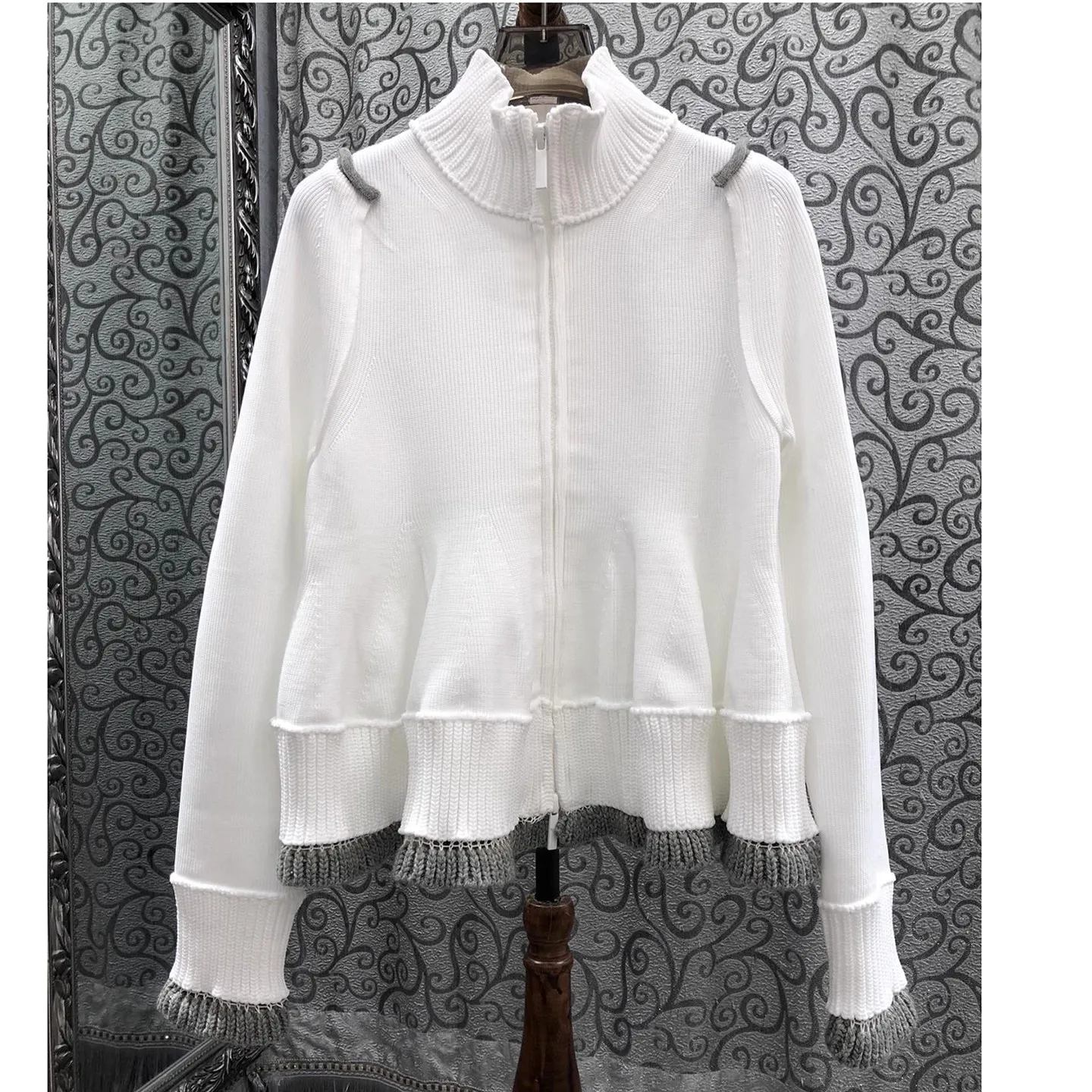 

Top Quality New Sweater Cardigans 2025 Autumn Winter Clothing Women Turtleneck Front Zip Long Sleeve White Black Knit Cardigans