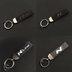 Carbon Leather Letter N Line Keychain Women Men Car Keyring For i20 i10 i30 Car N Line Keychain Accessories