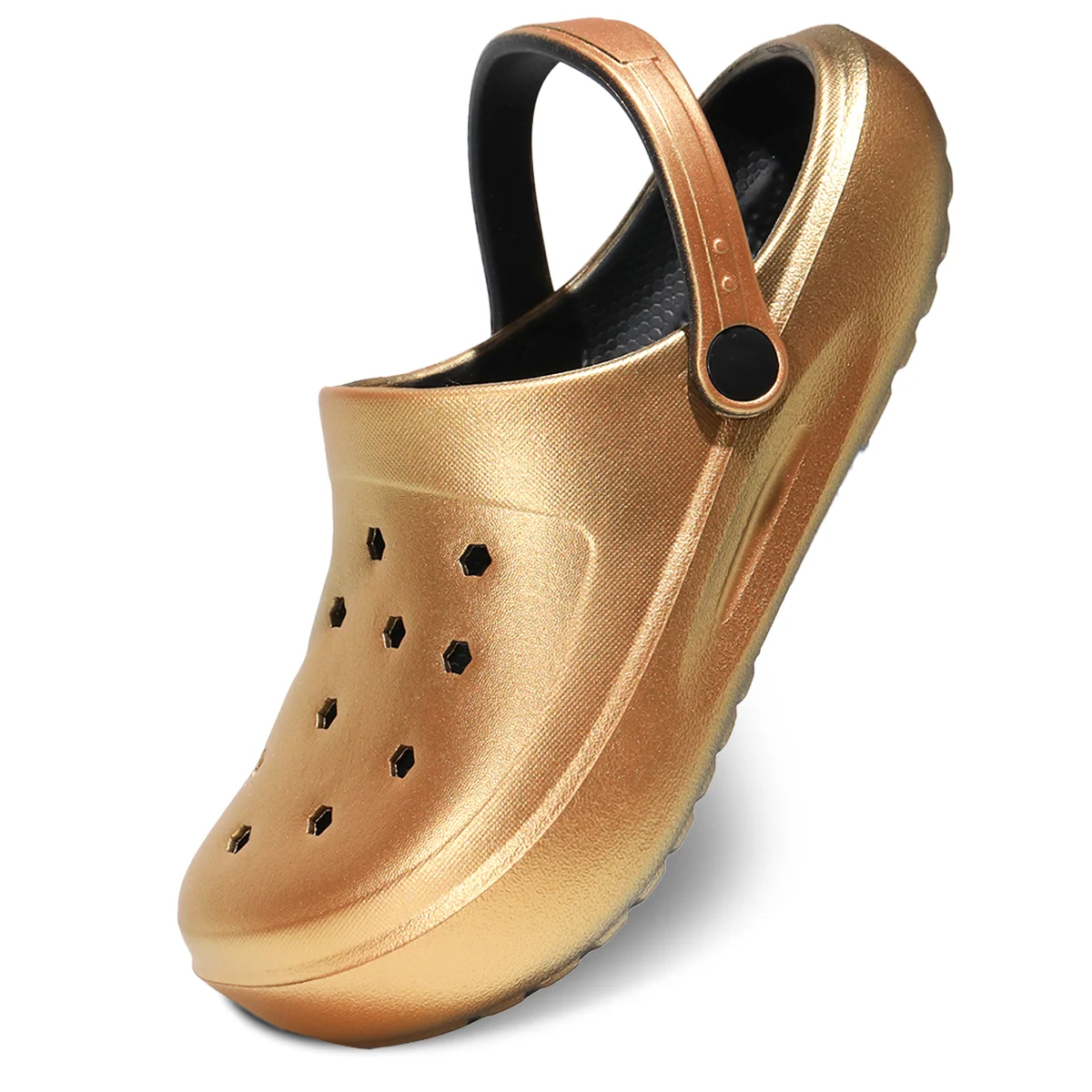 Goldene Casual Clogs und Pantoletten, Leichte EVA-Gartenschuhe, Rutschfeste Sandalen, Atmungsaktive Slip-On Schuhe für Drinnen und Draußen 666 – Detail 7