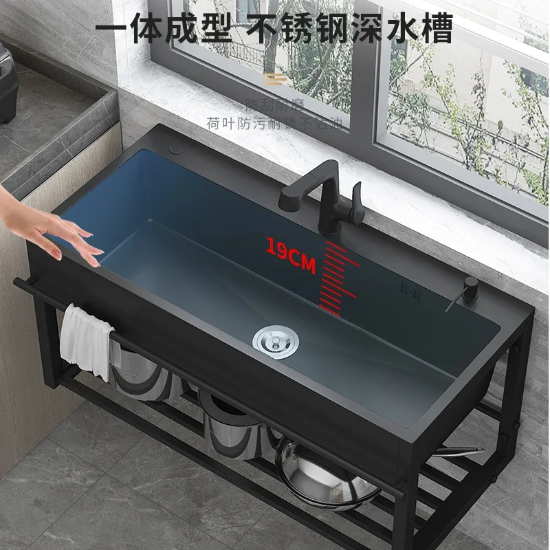 Stainless steel single sink with bracket pool balcony home kitchen integrated vegetable basin