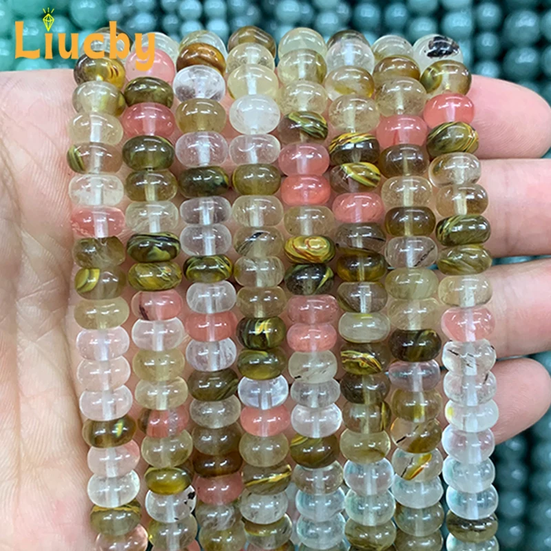 100% Naturstein Wassermelone schale Abakus Spacer Perlen für Schmuck herstellung DIY Dekoration Fußkettchen Zubehör 15 "Großhandel 4/6/8mm – Detail 3