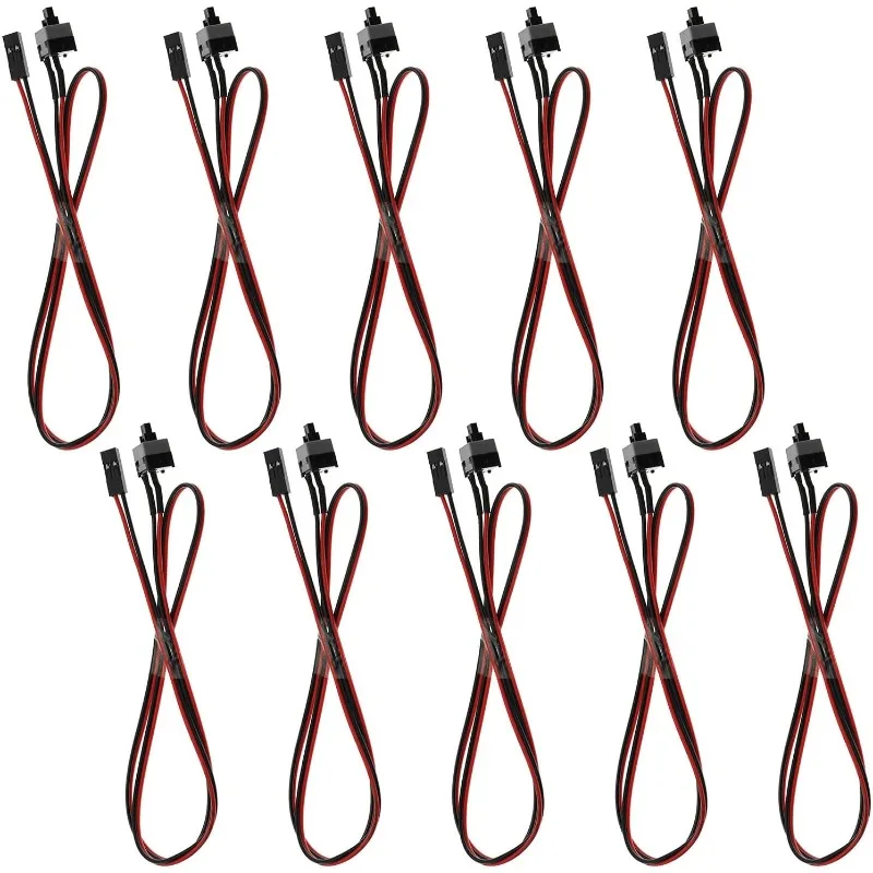 ATX PC Power Switch Cord 10PCS 50cm 2 Pin SW PC Motherboard Mainboard Power Cables On/Off Restart Button Power Cable