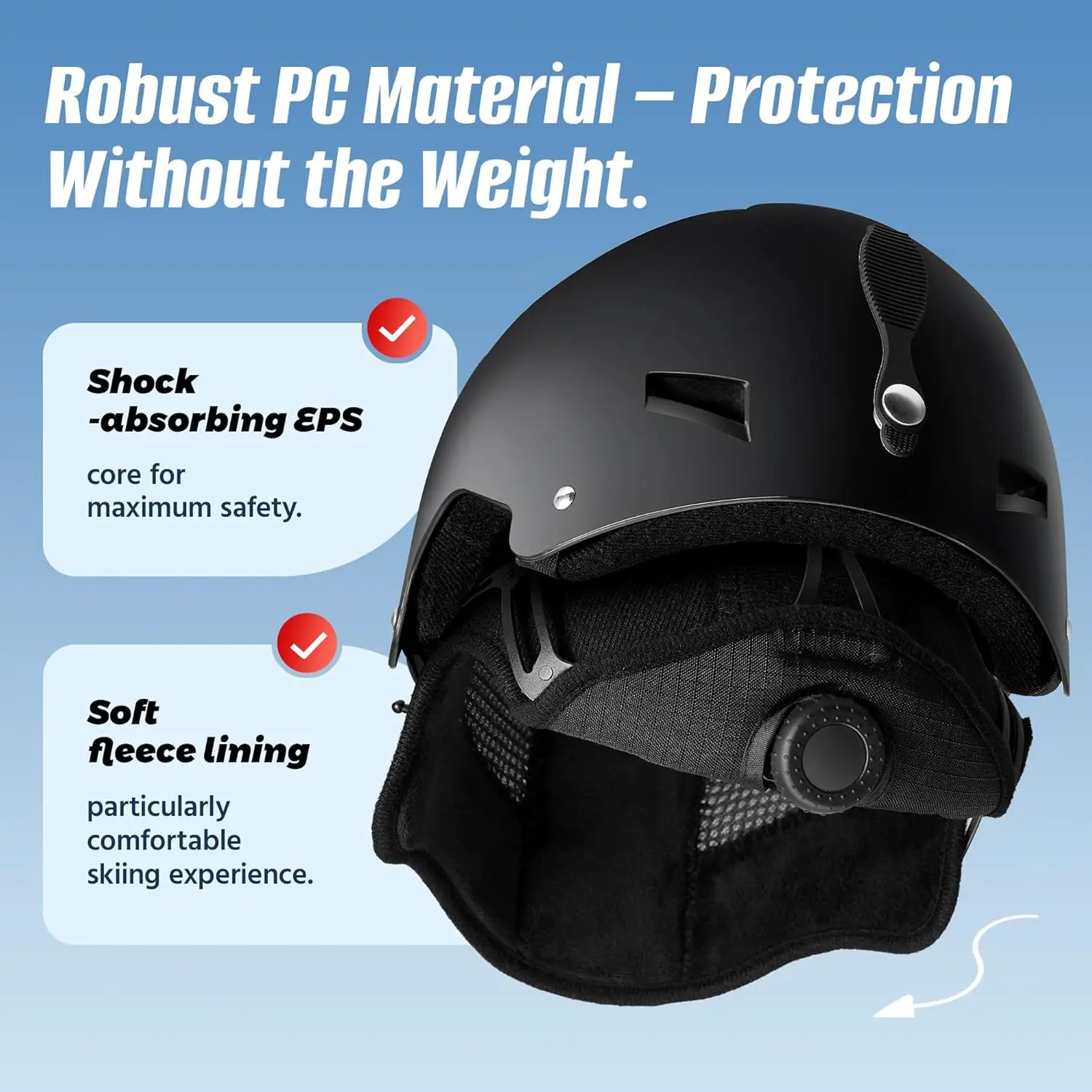 Ski Helmet with Visor Goggles, UV Protection Snowboard Helmet, Adjustable for Men and Women in Skiing and Snowboarding view 2