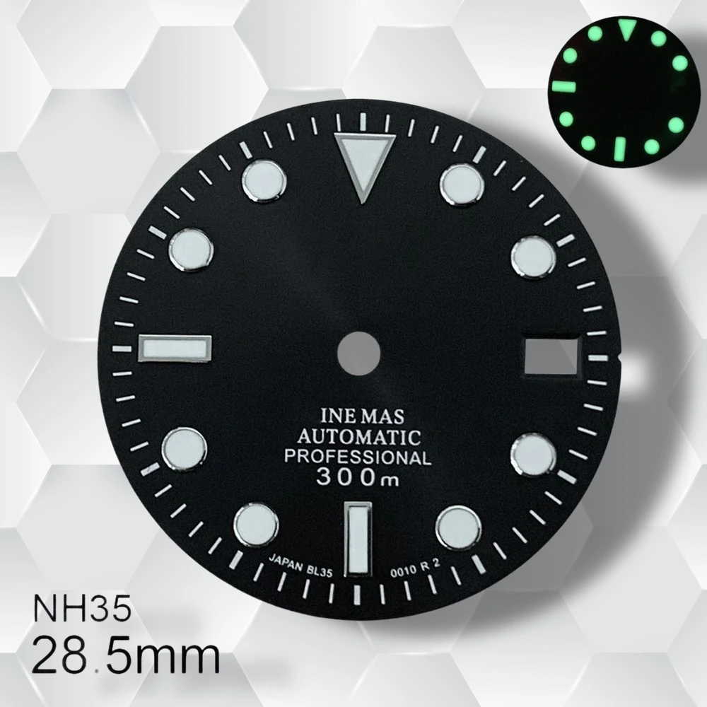 28.5mm S Logo SUB Wijzerplaat Geschikt voor NH35/NH36/4R/7S Beweging Groene Lichtgevende Sunburst wijzerplaat Horloge Modificatie Accessoires