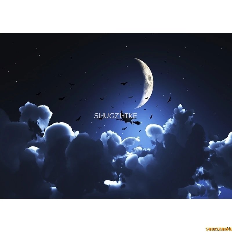 SHUOZHIKE Хэллоуин фон тыква фонарь замок лес луна детский фон для фотосъемки для фотостудии реквизит NG-11