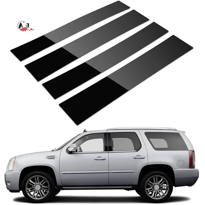 

A10E-Car Pillar Posts Door Window Trim Moldings Anti Scratch Sticker For Cadillac Escalade 2007-2014 Parts Accessories Glossy Bl
