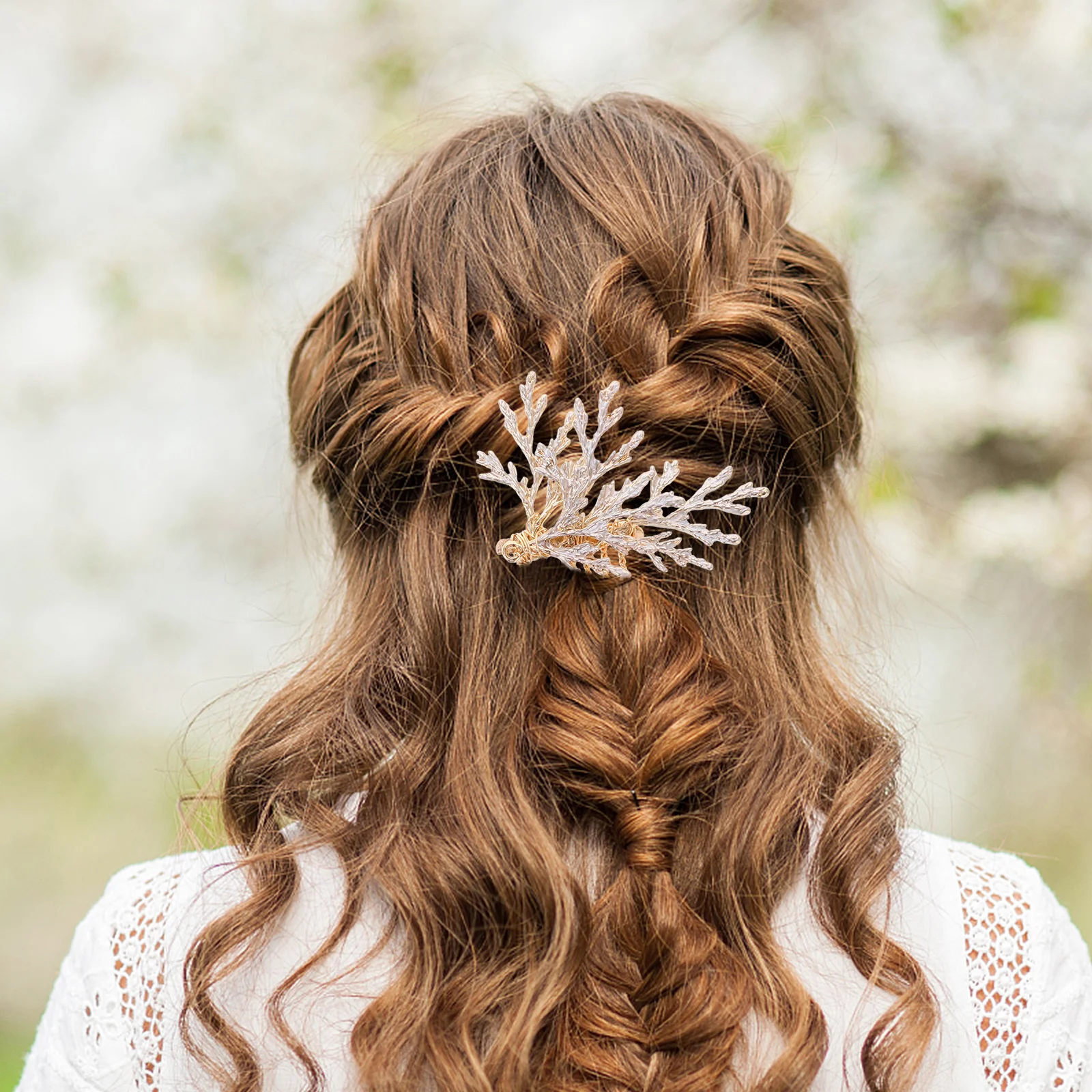 

2 Pcs Hair Comb Decorative Combs for Women Pine Branch Wedding Alloy Bridesmaid Accessories
