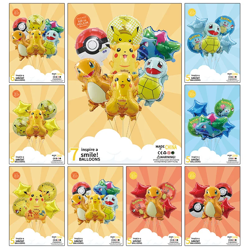 

Pokémon Foil Balloons Set - Pikachu & Squirtle Shaped Balloons, Birthday Party Decorations Character Balloon Kit