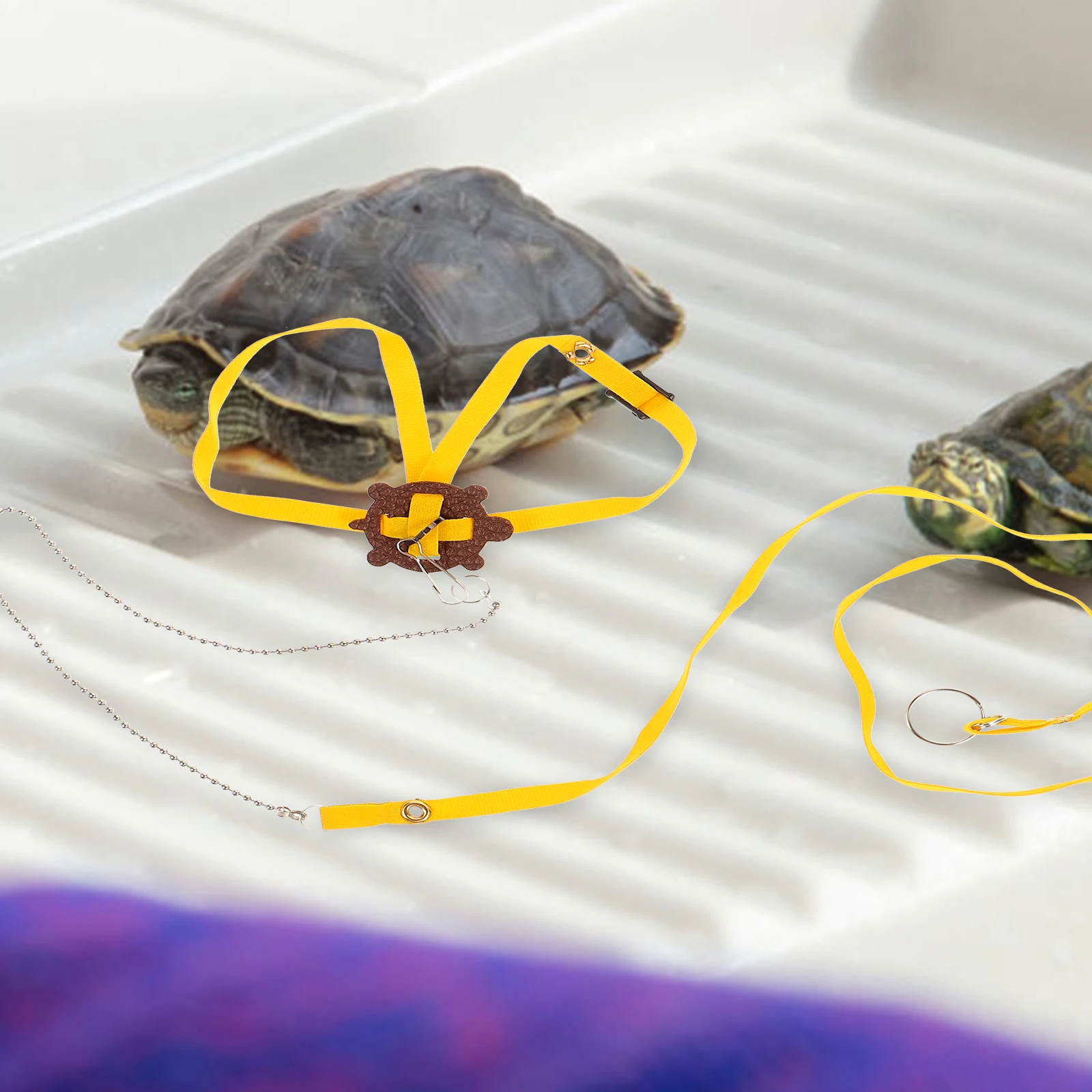 

Reptile Leash Turtle Lead Pet Harness Small Training Yellow Soft Faux reptile leash pet training leash turtle harness