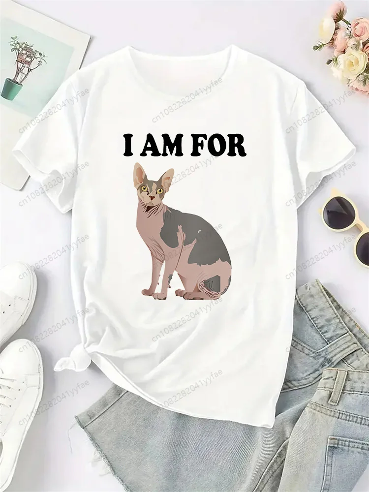 여성 스핑크스 프린트 하라주쿠 여름 티셔츠 캐주얼 라운드 넥 반팔 탑 걸스 티셔츠