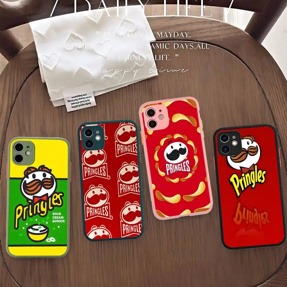 P-Pringles S-Snack For IPhone 16 13 15 11 12 14 Pro Max 15 16 Plus X XS MAX Matte Phone Cover