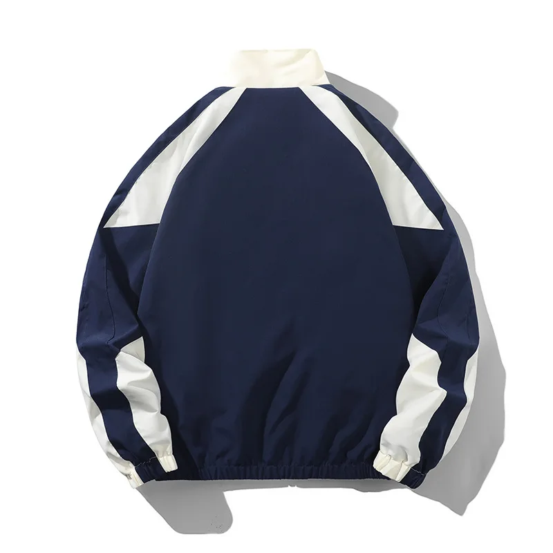 Spring Autumn Men Jacket High Street Contrast Color Stand Collar Male Loose Casual Long Sleeve Sport Comfortable Man Outerwear