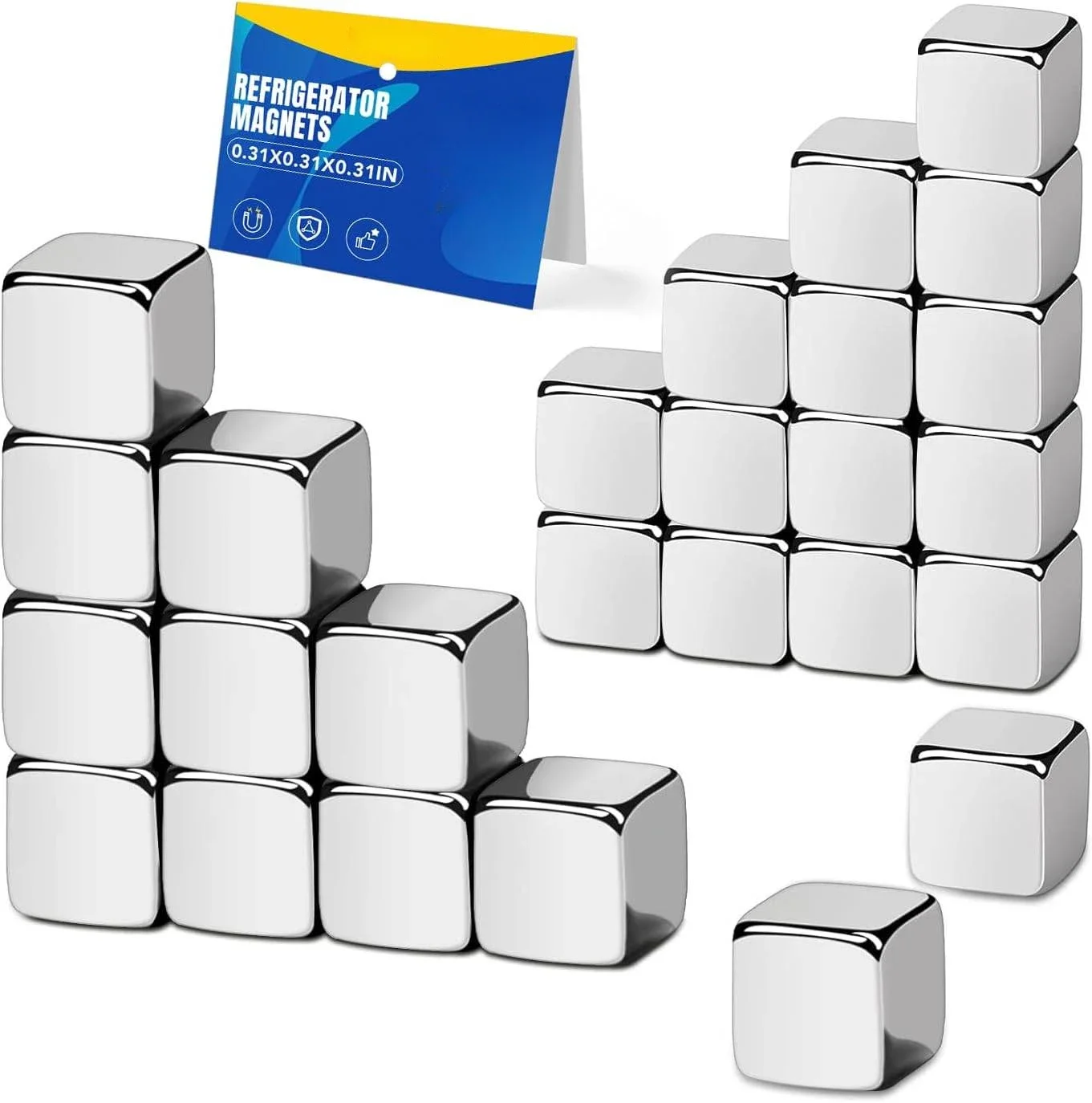 20Pcs 7.9x7.9x7.9mm Neodymium Magnets Square Rare Earth Magnet for Industry Office Science Project Teaching Shower Door.