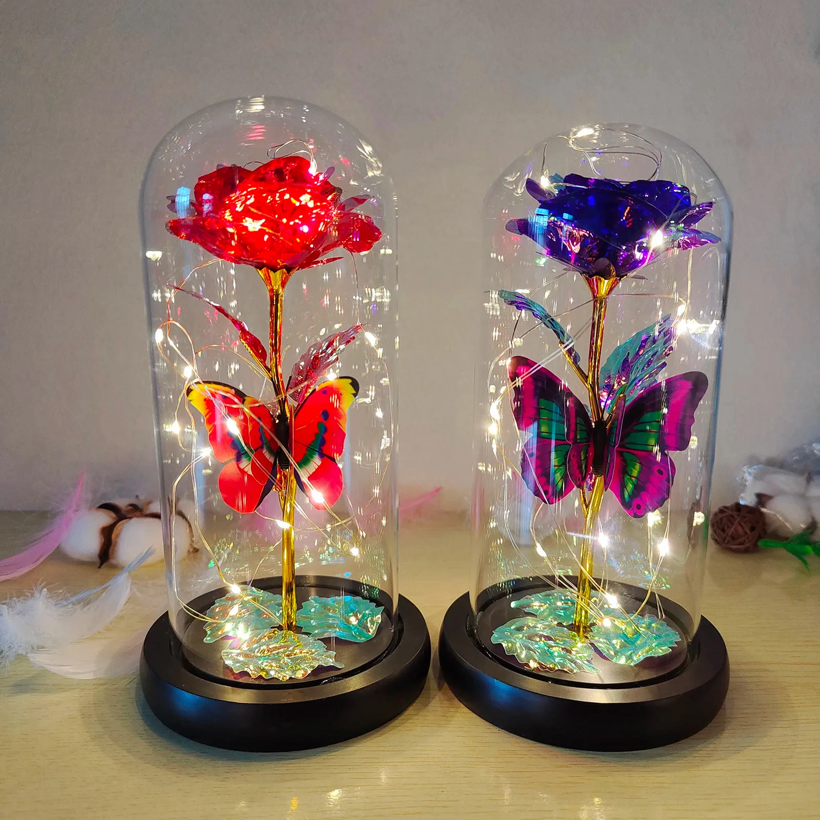 Rose Light Beautiful Realistic Looking Night Light Rose Eternal Flower Party Supplies LED Simulation Foil Flower Valentine's Day