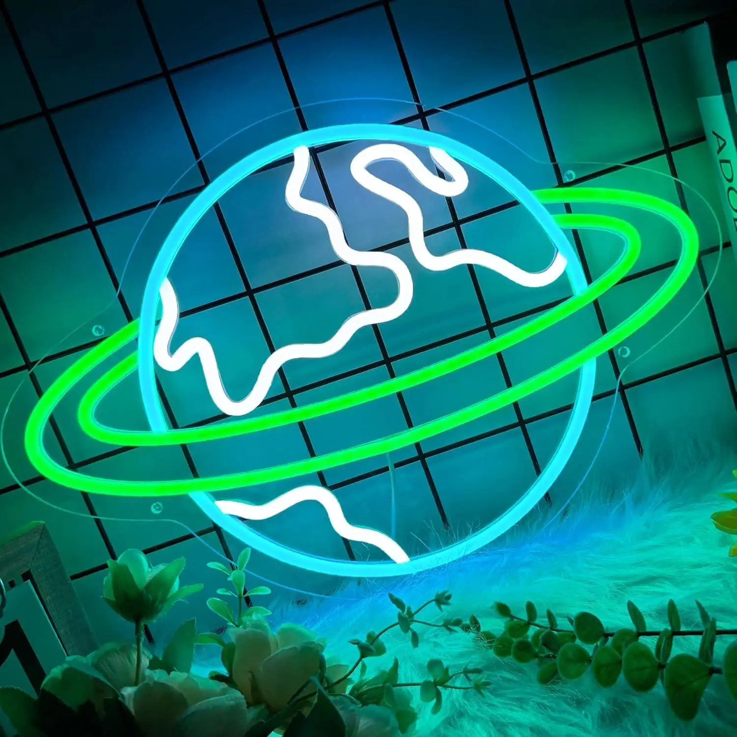 

Earth Neon Sign Planet Dimmable Neon Light Sign for Bedroom Game Room Living Room Bar Decoration Gifts for Kids Night Light