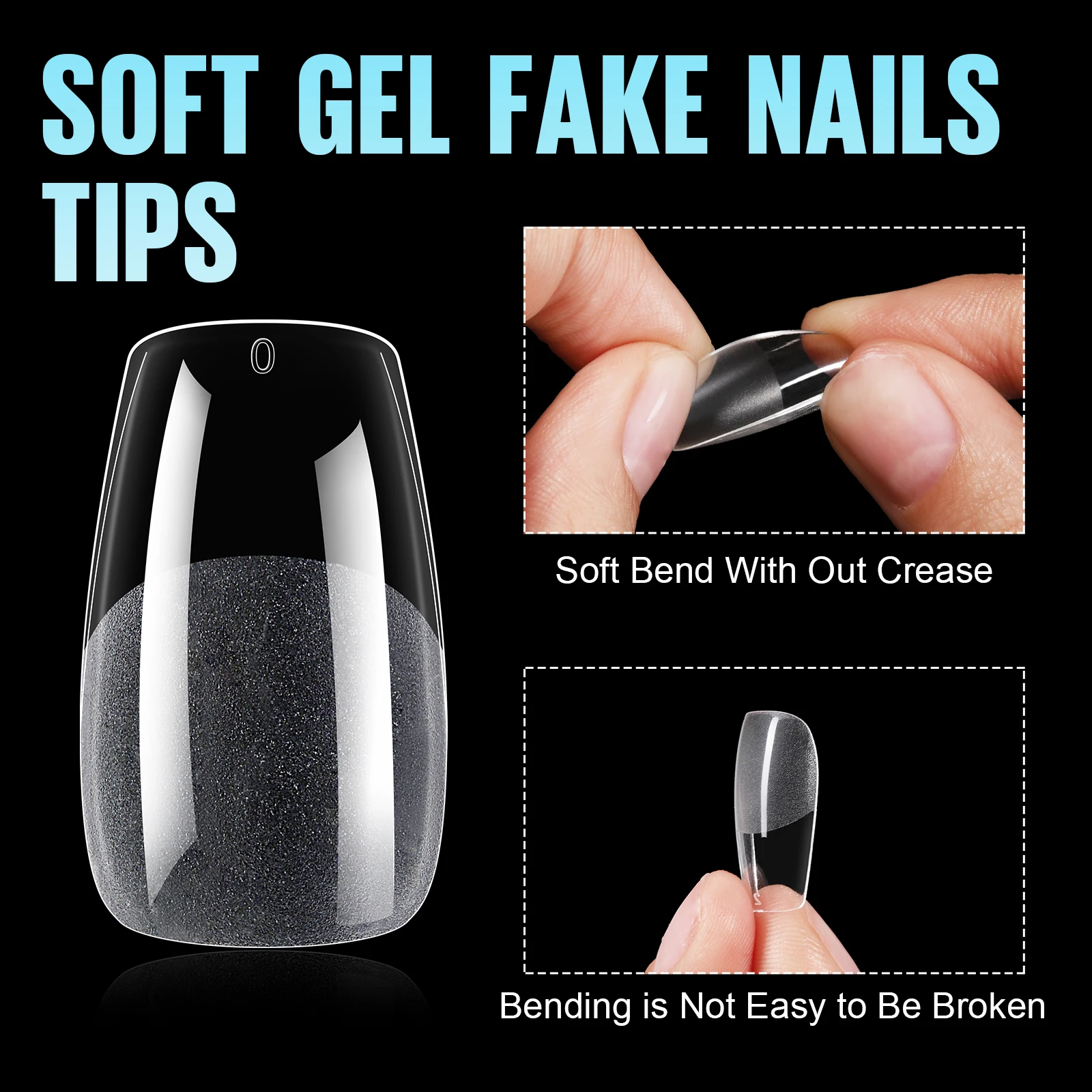 180 Piece Ladder Shaped Inner Semi Sanding 15 Kinds of Transparent Nail Tips, No Need for Files, Soft Gel Fully Covers False Nai