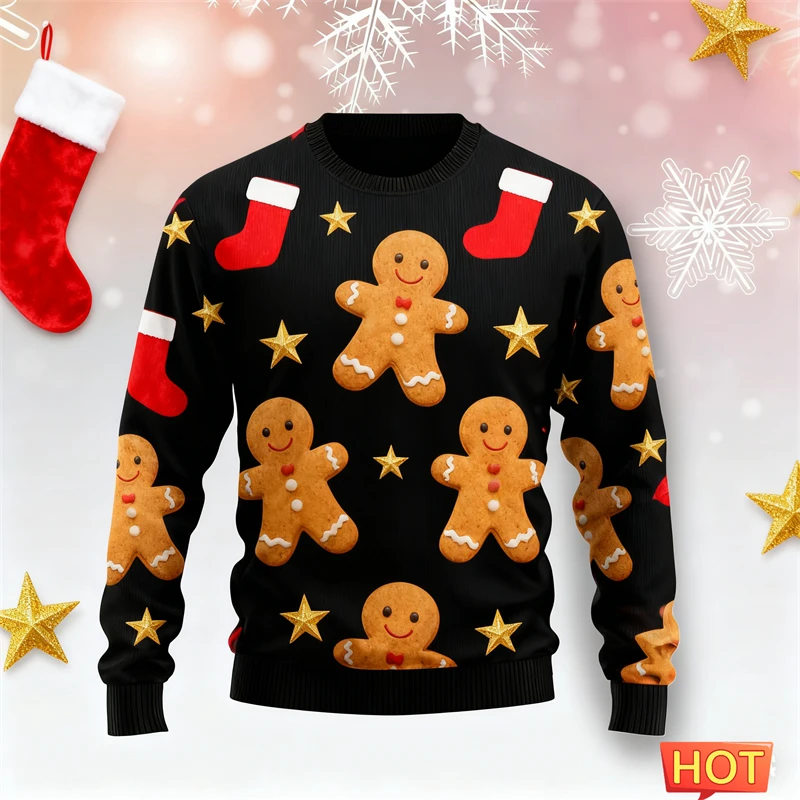 الزنجبيل رجل سترة عيد الميلاد القبيحة للرجال الملابس سانتا سترة قبيحة عيد الميلاد عطلة حفلة طاقم الرقبة البلوز ملابس حريمي #4