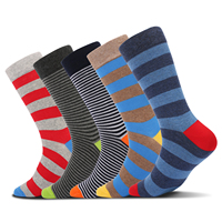 5Pairs Mens Fun Dress Socks, Pattern Funny Socks Pack, Colorful Striped Combed Cotton Novelty Socks，Cool Breathable Casual Socks