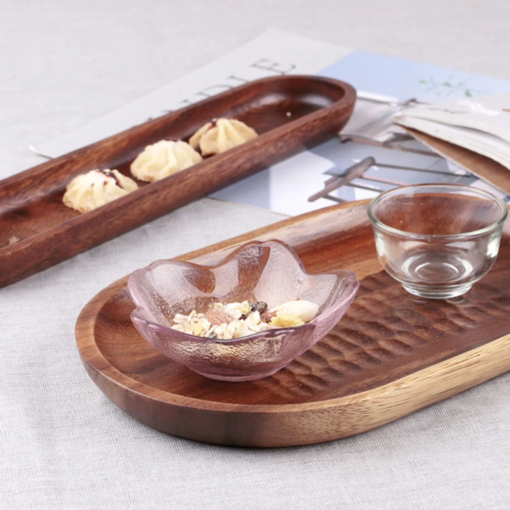 

Mini Wooden Tray Food Dish Dessert Plate Serving Saucer Snack Tray Long Wood Platter Kitchen Bar Accessories Safe Healthy
