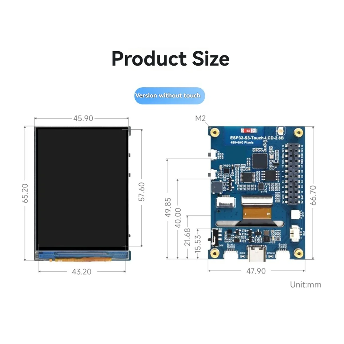 - 2.8inch IPS Capacitive Display Development Board with Onboard Antenna Display Support Bluetooth WiFi