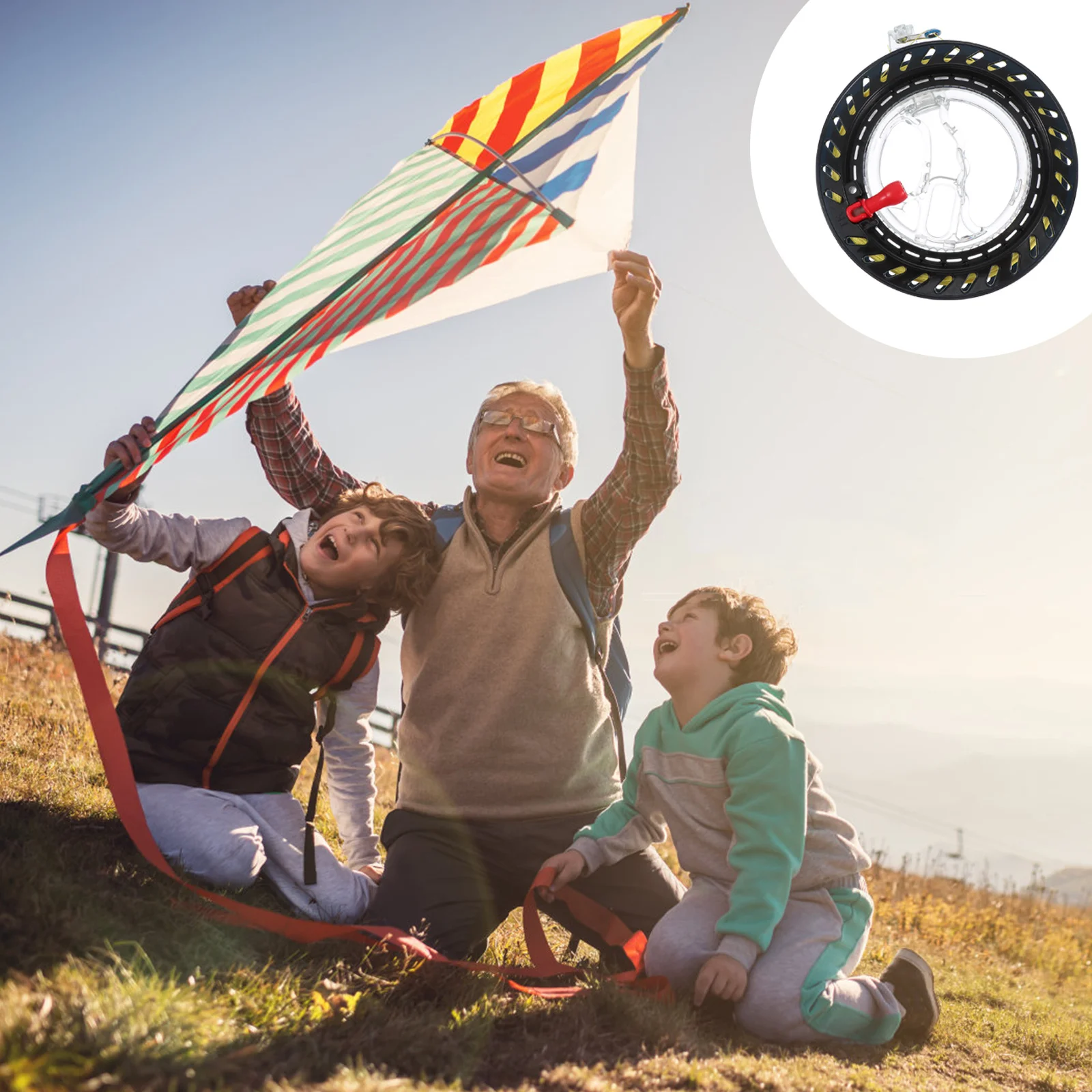 Enrouleur de cerf-volant, 1 pièce, noir, léger, ergonomique, roue à main, accessoire de vol de cerf-volant en plein air, adapté aux adultes et aux adolescents