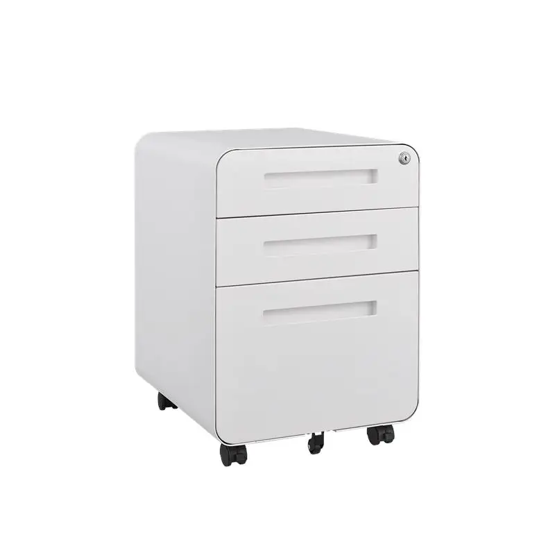 

Modern Mobile Filing Drawers Cabinet Round Edge Metal 3 Drawer Pedestal Cabinet for Home Office