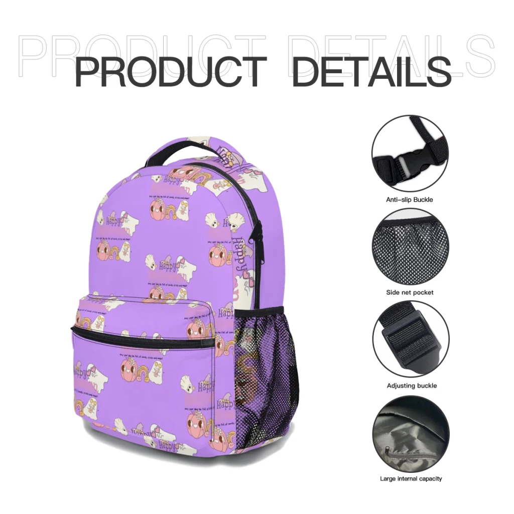 Kid Halloween T-shirt New Female Fashion High Waterproof College Backpack Laptop Travel Book Bag 17inch