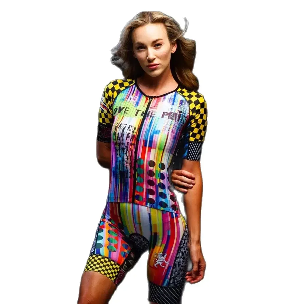 

Love The Pain Womens Cycling Short Sleeve Jumpsuit Quick Dry Breathable Jersey Summer Outdoor Racing Clothing Maillot Ciclismo